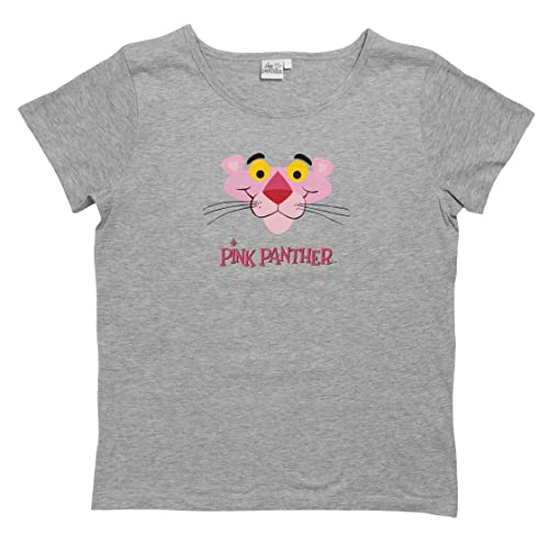 Pink Panther T-Shirt für Damen Oberteil Frauen Shirt kurzärmlig Rundhalsausschnitt Top Grau (L) von United Labels