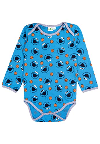 Sesamstraße Baby Body Krümelmonster - Cookies Unisex Strampler Schlafstrampler Langarm Blau (62-68) von United Labels