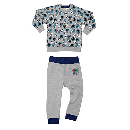 Sesamstraße Baby Set - Krümelmonster Unisex Oberteil Pullover mit Hose 2-Teiler Grau (74-80) von United Labels