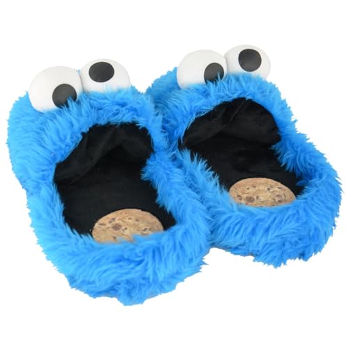 Sesamstraße Hausschuhe - Krümelmonster 3D Plüsch Slipper Pantoffeln Cookie Monster Blau (Blau, EU Schuhgrößensystem, Erwachsene, Herren, Numerisch (von/bis), M, 35, 37) von United Labels