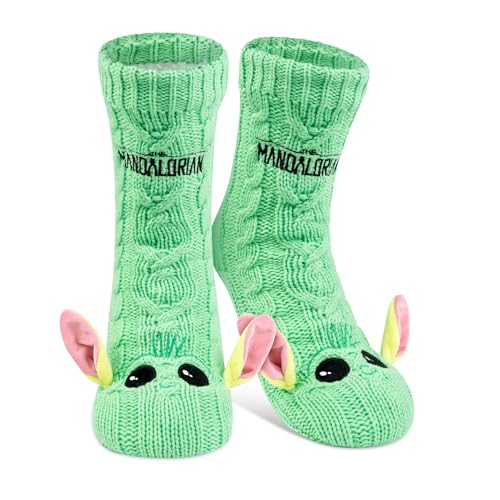 United Labels Star Wars The Mandalorian Kuschelsocken für Herren, Grün, OneSize 40-45, flauschige Stoppersocken mit Sherpa Futter, warme Socken, Hüttensocken Baby Yoda Grogu von United Labels
