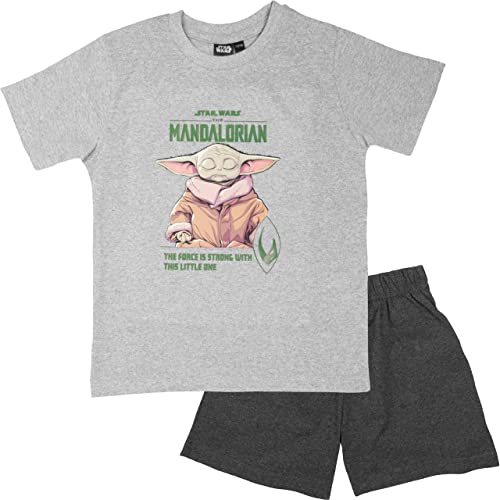 Star Wars The Mandalorian Schlafanzug für Jungen - Kinder Pyjama Set Kurzarm Oberteil mit Hose Grau (as3, Numeric, Numeric_110, Numeric_116, Regular, 110-116) von United Labels