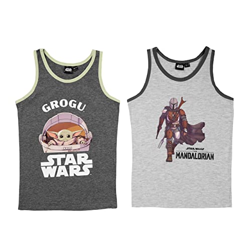 Star Wars - The Mandalorian Unterhemd für Jungen Kinder Tank Top Hemdchen Unterwäsche Grau (2er Pack) (as3, Numeric, Numeric_110, Numeric_116, Regular, 110-116) von United Labels