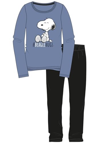 The Peanuts Snoopy Schlafanzug für Damen - #BeagleHugs Pyjama Set Langarm Oberteil mit Hose Blau/Schwarz (DE/NL/SE/PL, Alphanumerisch, M, Regular, Regular, Blau/Schwarz) von United Labels