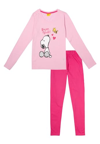 The Peanuts Snoopy Schlafanzug für Damen - Pyjama Set Langarm Oberteil mit Hose Rosa/Pink (DE/NL/SE/PL, Alphanumerisch, L, Regular, Regular, Rosa/Pink) von United Labels