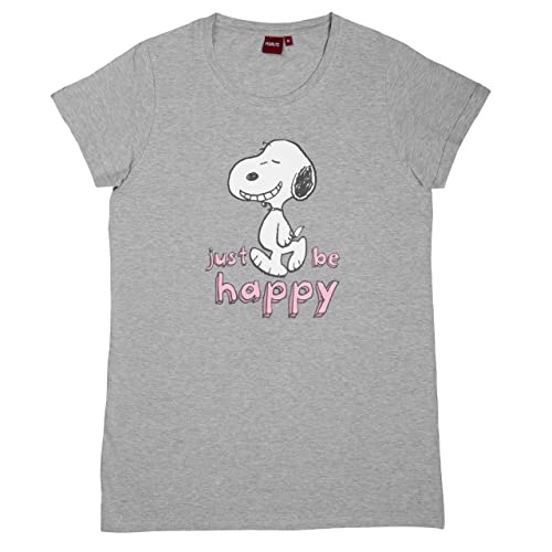 The Peanuts T-Shirt für Damen - Snoopy Oberteil Frauen Shirt Bigshirt Oversize Top Grau (as3, Alpha, m, Regular, Regular, M) von United Labels