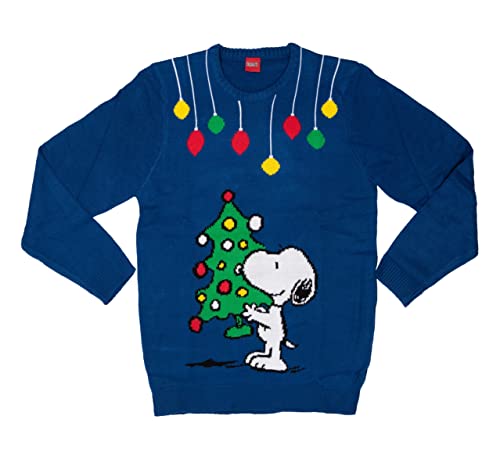 The Peanuts Weihnachtspullover Unisex - Snoopy Winter Strick Pullover Sweatshirt Ugly Christmas Sweater Weihnachten für Herren & Damen Blau (S) von United Labels