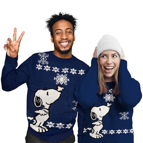 United Labels Snoopy Weihnachtspullover Unisex, Blau, XL, Winter Strickpullover, Pullover für Herren und Damen von United Labels