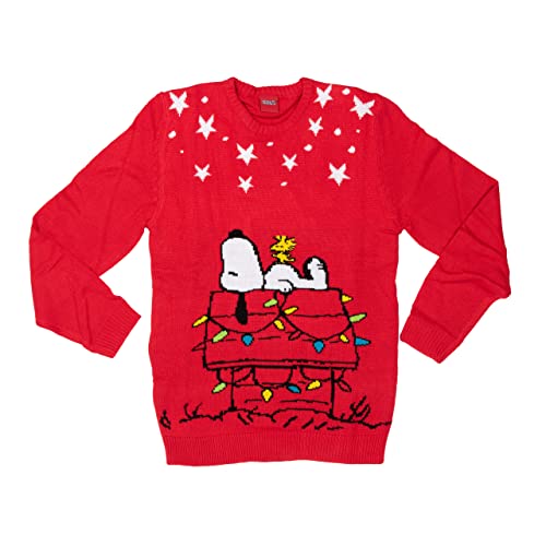 The Peanuts Weihnachtspullover Unisex - Snoopy Winter Strick Pullover Sweatshirt Ugly Christmas Sweater Weihnachten für Herren & Damen Rot (S) von United Labels