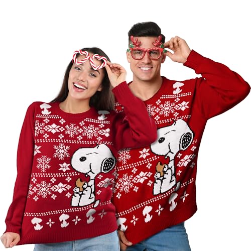 United Labels Snoopy Weihnachtspullover Unisex, Rot, S, Winter Strickpullover, Pullover für Herren und Damen von United Labels