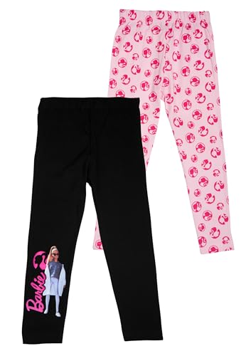 United Labels Barbie Leggings für Mädchen Kinder Leggins Hose Mädchenhose Sporthose Rosa/Schwarz (2er Pack) (DE/NL/SE/PL, Numerisch, 110, 116, Regular, Rosa/Schwarz) von United Labels