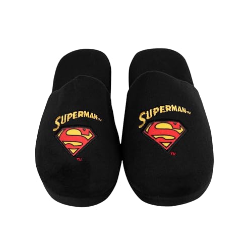 United Labels DC Comics Superman Hausschuhe, Größe 40-41, Slipper Damen und Herren, Pantoffeln mit Motiv, Puschen Pantoffeln in Schwarz von United Labels