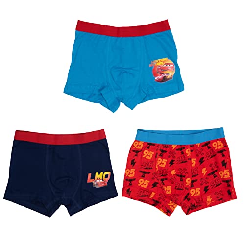 United Labels Disney Cars - Lightning McQueen Boxershorts für Jungen Unterhose Unterwäsche Rot/Blau (3er Pack) (as3, Numeric, Numeric_110, Numeric_116, Regular, 110-116) von United Labels