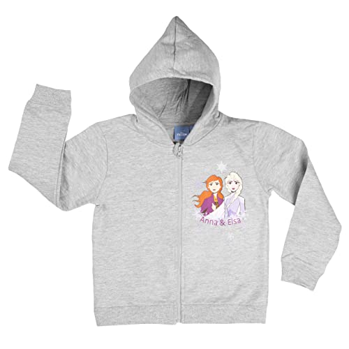 Disney Die Eiskönigin Pullover für Mädchen - Frozen Kinder Kapuzenpullover Hoodie Sweatshirt Grau (as3, Numeric, Numeric_110, Numeric_116, Regular, 110-116) von United Labels