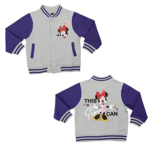 United Labels Disney Minnie Mouse Collegejacke für Mädchen - This girl can Baseball Retro Jacke Grau/Lila (110-116) von United Labels