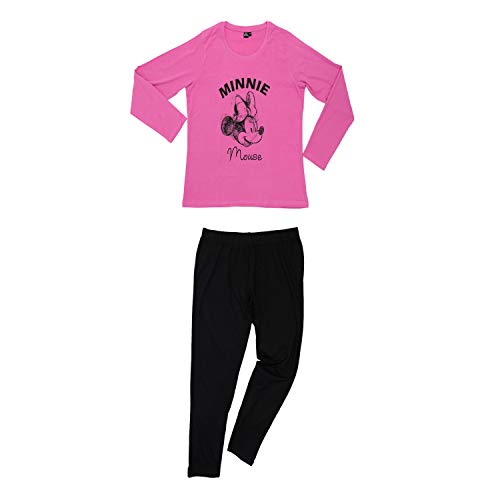 Disney Minnie Mouse Damen Pyjama Schlafanzug Set Langarm Oberteil mit Hose Pink/Schwarz Gr. M von United Labels