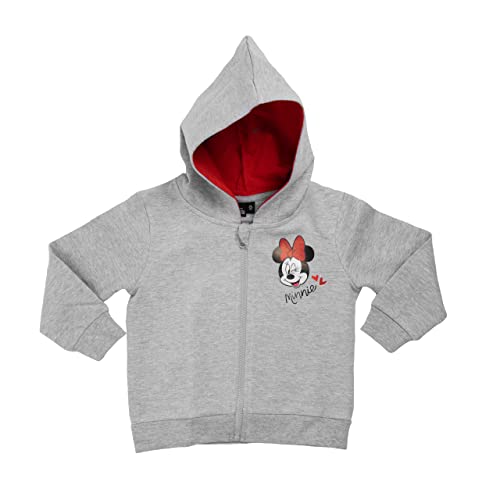 Disney Minnie Mouse Kapuzenpullover für Mädchen mit Reißverschluss und Glitterprint Hoodie Sweatjacke Grau (110-116) von United Labels