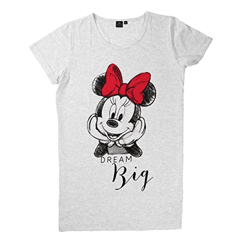Disney Minnie Mouse Nachthemd für Damen - Dream Big Schlafshirt Pyjama kurzärmlig Oberteil Grau (S) von United Labels