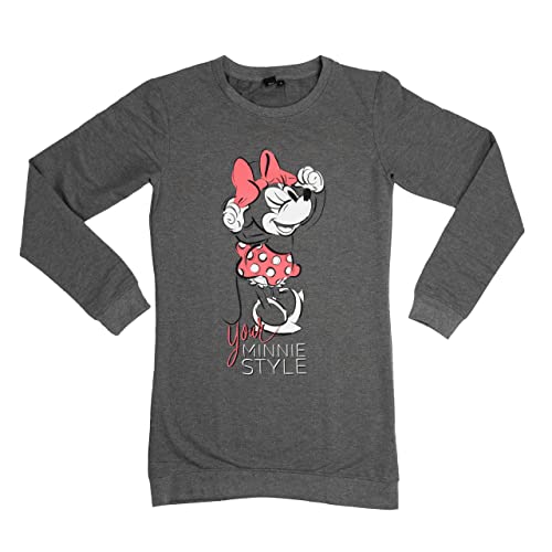 Disney Minnie Mouse Nachthemd für Damen Schlafshirt Pyjama Langarm Oberteil Grau (M) von United Labels