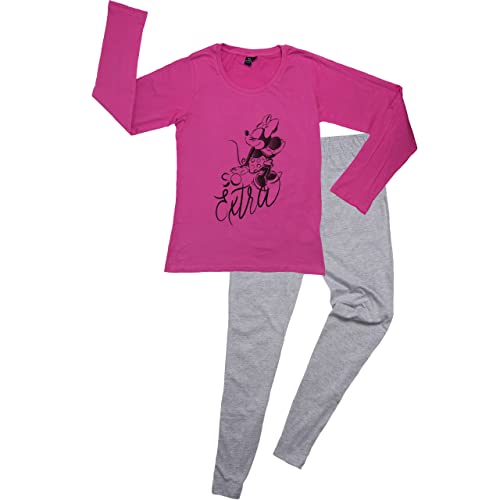 Disney Minnie Mouse Schlafanzug für Damen - So extra Pyjama Set Langarm Oberteil mit Hose Pink/Grau (L) von United Labels