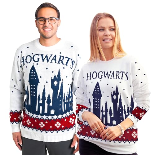 United Labels Harry Potter Hogwarts Weihnachtspullover, Merch für Damen und Herren, Weiß, Sweatshirt in Größe XXL, 100% Polyacryl von United Labels