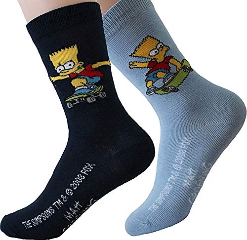 United Labels Kinder Socken Bart Simpson 2er Pack Hellblau Marine 27-30 von United Labels