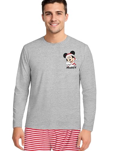 United Labels Disney Mickey Mouse Schlafanzug für Männer, Grau Rot, M, Pyjama Set lang, Schlafanzug Weihnachten von United Labels