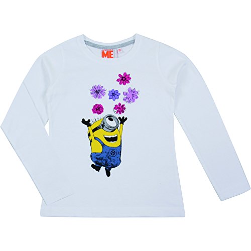 United Labels Minions Pullover für Mädchen - Blümchen Sweatshirt Shirt langärmlig Kinder Weiß (as3, Numeric, Numeric_110, Numeric_116, Regular) von United Labels