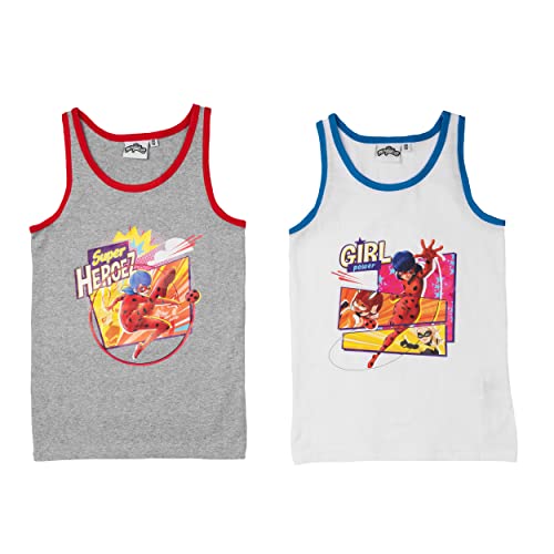 United Labels Miraculous Unterhemd für Mädchen Kinder Tank Top Hemdchen Unterwäsche Grau/Weiß (2er Pack) (134-140) von United Labels