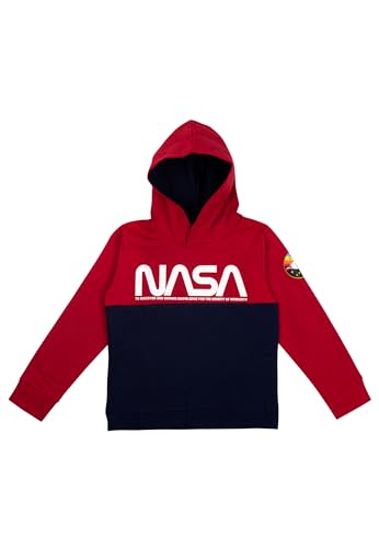 United Labels NASA Hoodie für Jungen - Kinder Kapuzenpullover Pullover mit Kapuze Sweatshirt Rot/Blau (DE/NL/SE/PL, Numerisch, 122, 128, Regular, Rot/Blau) von United Labels