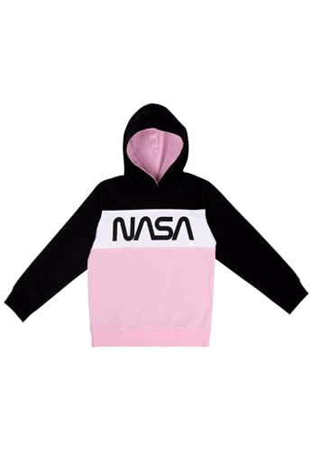 United Labels NASA Hoodie für Mädchen - Kinder Kapuzenpullover Pullover mit Kapuze Sweatshirt Schwarz/Rosa (DE/NL/SE/PL, Numerisch, 122, 128, Regular, Schwarz/Rosa) von United Labels