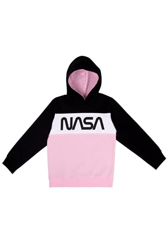 United Labels NASA Hoodie für Mädchen - Kinder Kapuzenpullover Pullover mit Kapuze Sweatshirt Schwarz/Rosa (DE/NL/SE/PL, Numerisch, 134, 140, Regular, Schwarz/Rosa) von United Labels