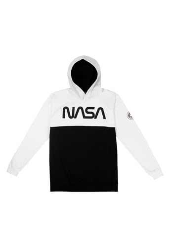 United Labels NASA Kapuzenpullover für Herren Hoodie Sweatshirt Pullover langärmlig Weiß/Schwarz (DE/NL/SE/PL, Alphanumerisch, L, Regular, Regular, Weiß/Schwarz) von United Labels