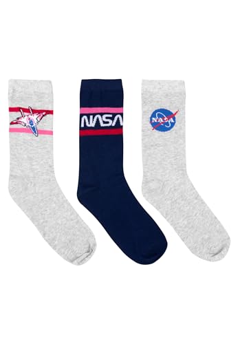 United Labels NASA Socken für Damen - Sneaker Frauen Strümpfe Grau/Blau (3er Pack) (DE/NL/SE/PL, Numerisch, 39, 42, Regular, Regular, Grau/Blau) von United Labels