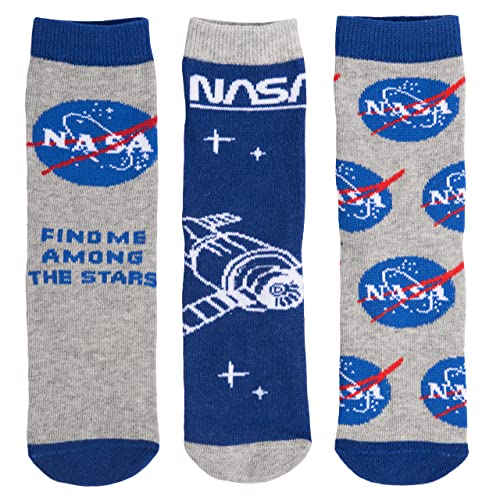 United Labels NASA Socken für Jungen Kinder Sneaker Kindersocken Blau/Grau (3er Pack) (as3, numeric, numeric_27, numeric_30, regular) von United Labels