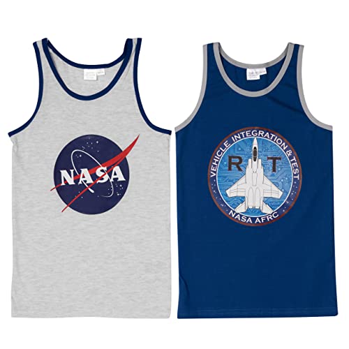 United Labels NASA Unterhemd für Jungen Kinder Tank Top Hemdchen Unterwäsche Blau/Grau (2er Pack) (as3, Numeric, Numeric_110, Numeric_116, Regular) von United Labels