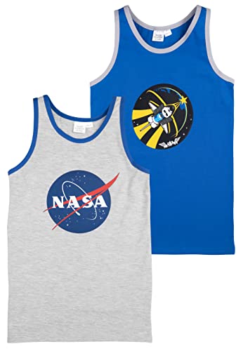 United Labels NASA Unterhemd für Jungen Kinder Tank Top Hemdchen Unterwäsche Blau/Grau (2er Pack) (as3, Numeric, Numeric_122, Numeric_128, Regular) von United Labels