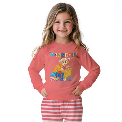 United Labels Paw Patrol Schlafanzug Mädchen Skye, Coral Weiß, 98 104, Pyjama Kinder lang, Schlafanzug Winter Weihnachten von United Labels