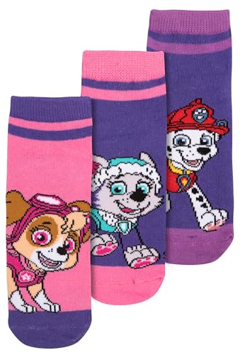 United Labels Paw Patrol Socken für Mädchen Kinder Sneaker Kindersocken Söckchen Lila/Rosa (3er Pack) (DE/NL/SE/PL, Numerisch, 27, 30, Regular, Lila/Rosa) von United Labels