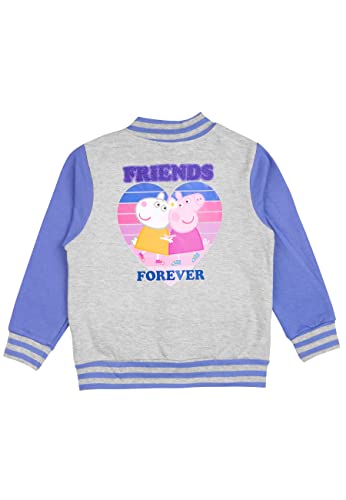 United Labels Peppa Wutz Collegejacke für Mädchen - Friends Forever Baseball Retro Jacke Grau/Lila (as3, numeric, numeric_110, numeric_116, regular) von United Labels