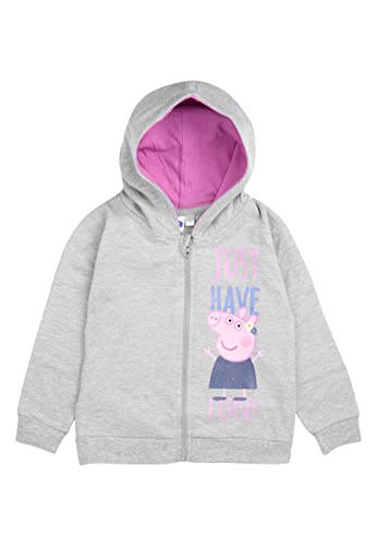 United Labels Peppa Wutz - Just Have Fun - Kapuzenpullover für Mädchen mit Reißverschluss und Glitterprint Hoodie Sweatjacke Grau (as3, Numeric, Numeric_98, Numeric_104, Regular) von United Labels