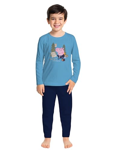 United Labels Peppa Wutz Schlafanzug für Jungen - George's Adventures Pyjama lang Kinder Oberteil und Hose Blau (as3, Numeric, Numeric_98, Numeric_104, Regular, 98-104) von United Labels