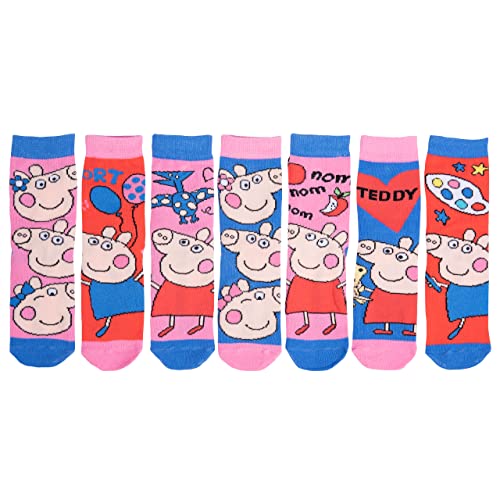 United Labels Peppa Wutz Socken für Mädchen Sneaker Kindersocken Söckchen Mehrfarbig Bunt (7er Pack) (as3, numeric, numeric_23, numeric_26, regular) von United Labels