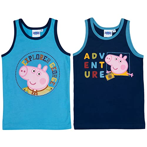 United Labels Peppa Wutz Unterhemd für Jungen Kinder Tank Top Hemdchen Unterwäsche Blau (2er Pack) (as3, Numeric, Numeric_110, Numeric_116, Regular, 110-116) von United Labels