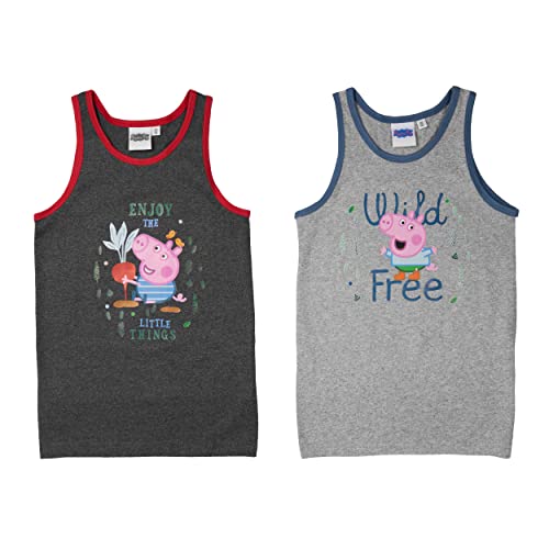 United Labels Peppa Wutz Unterhemd für Jungen Kinder Tank Top Hemdchen Unterwäsche Grau (2er Pack) (110-116) von United Labels