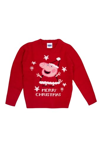 United Labels Peppa Wutz Weihnachtspullover für Kinder Winter Strick Pullover Sweatshirt Ugly Christmas Sweater Weihnachten Rot (110/116) von United Labels