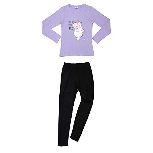 Pummel & Friends Pummeleinhorn Zebrasus Damen Pyjama Schlafanzug Set Langarm Oberteil mit Hose Lila/Schwarz Gr. S von United Labels