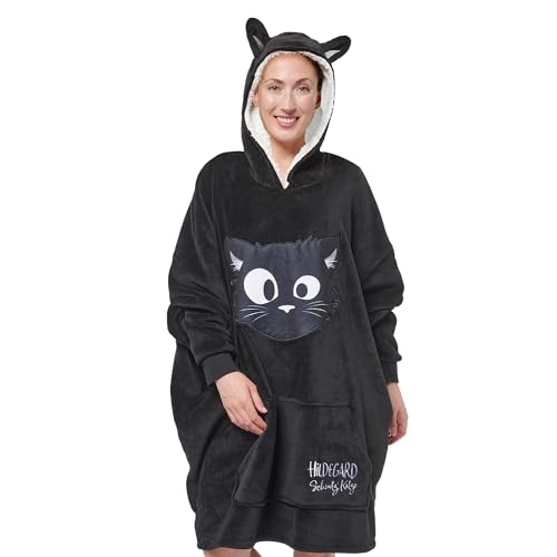United Labels Ralf Schmitz Hildegard Oversize Hoodie Decke mit Ärmeln und Kapuze für Damen, Schwarz, Kuschelpullover Einheitsgröße, flauschiger Deckenpullover von United Labels
