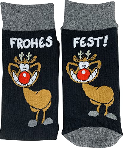 United Labels Ralph Ruthe Socken - Rudi XMAS Frohes Fest für Herren und Damen Grau/Schwarz Gr. 40-45 von United Labels