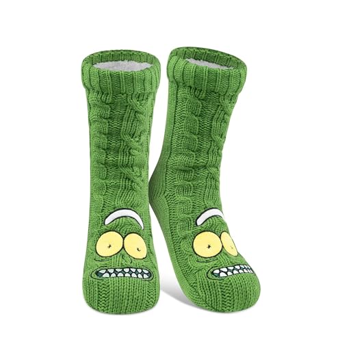 United Labels Rick and Morty Kuschelsocken für Herren, Grün, OneSize 40-45, flauschige Stoppersocken mit Sherpa Futter, warme Socken, Hüttensocken von United Labels